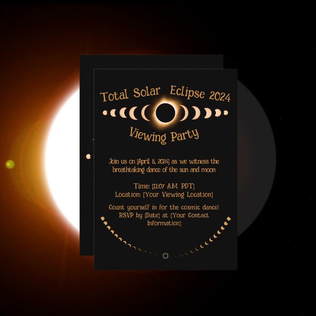 Total Solar Eclipse - 2024 custom date Note Card (Total Eclipse Invitation: Witness the celestial ballet: the sun, the moon, and the cosmic dance)