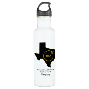Total Solar Eclipse 2024 Custom Name, City Texas 710 Ml Water Bottle