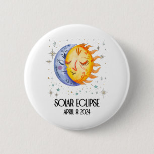 Total Solar Eclipse 2024 Cute Solar Eclipse Kids  6 Cm Round Badge