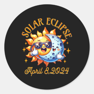 Total Solar Eclipse 2024 Cute Solar Eclipse Kids T Classic Round Sticker
