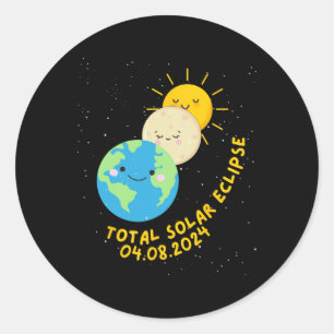 Total Solar Eclipse 2024 Cute Solar Eclipse Kids T Classic Round Sticker
