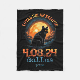 Total Solar Eclipse 2024 Dallas Texas  Fleece Blanket