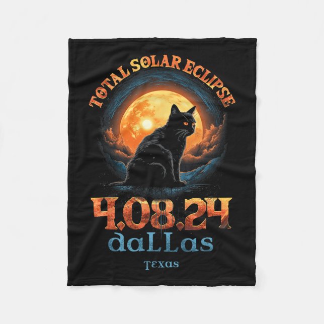 Total Solar Eclipse 2024 Dallas Texas  Fleece Blanket (Front)