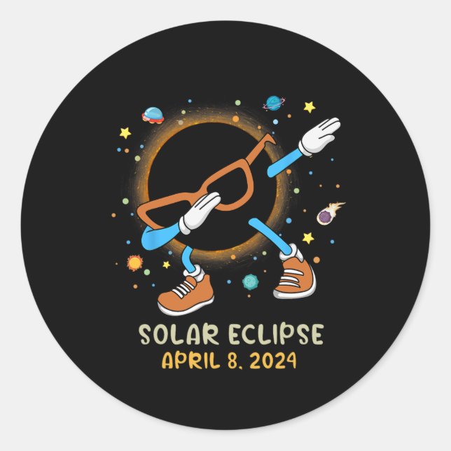 Total Solar Eclipse 2024 Fun Dabbing For Kids Todd Classic Round Sticker (Front)