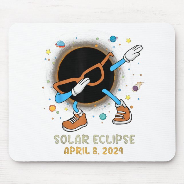 Total Solar Eclipse 2024 Funny Dabbing For Kids To Mouse Mat (Front)