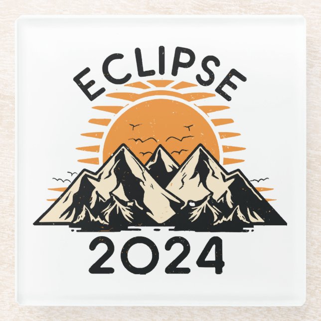 Total Solar Eclipse 2024 Glass Coaster (Front)