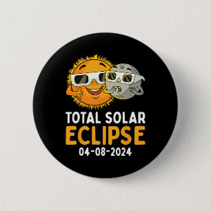 Total Solar Eclipse 2024 Glasses Fun Sun Moon Kids 6 Cm Round Badge