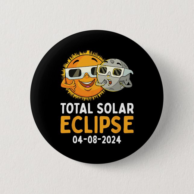 Total Solar Eclipse 2024 Glasses Fun Sun Moon Kids 6 Cm Round Badge (Front)