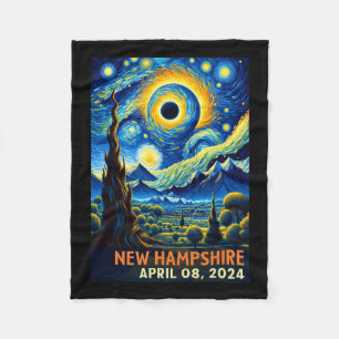 Total Solar Eclipse 2024 New Hampshire Starry Nigh Fleece Blanket