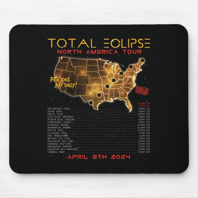 Total Solar Eclipse 2024 North America Tour  Mouse Mat (Front)