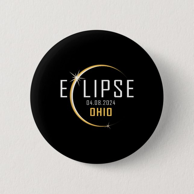 Total Solar Eclipse 2024 Ohio America Spring Total 6 Cm Round Badge (Front)