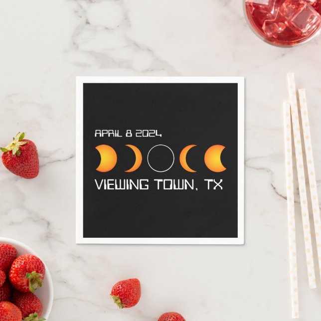 Total Solar Eclipse 2024 Personalised Town State Napkin (Insitu)