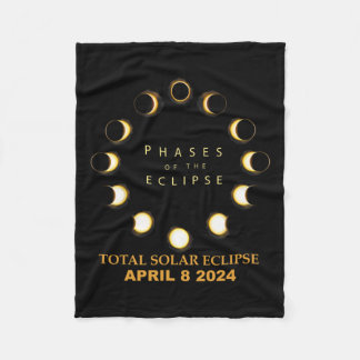 Total Solar Eclipse 2024 Phases April 8th  Fleece Blanket