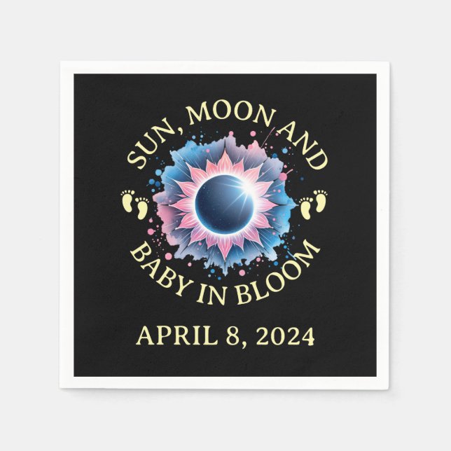 Total Solar Eclipse 2024 Pregnancy Announcement Napkin (Front)