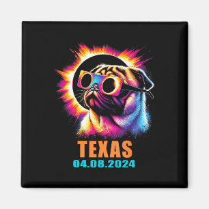 Total Solar Eclipse 2024 Pug Dog With Gles  Magnet
