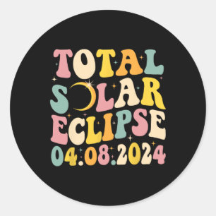 Total Solar Eclipse 2024 Retro Solar Eclipse Men W Classic Round Sticker