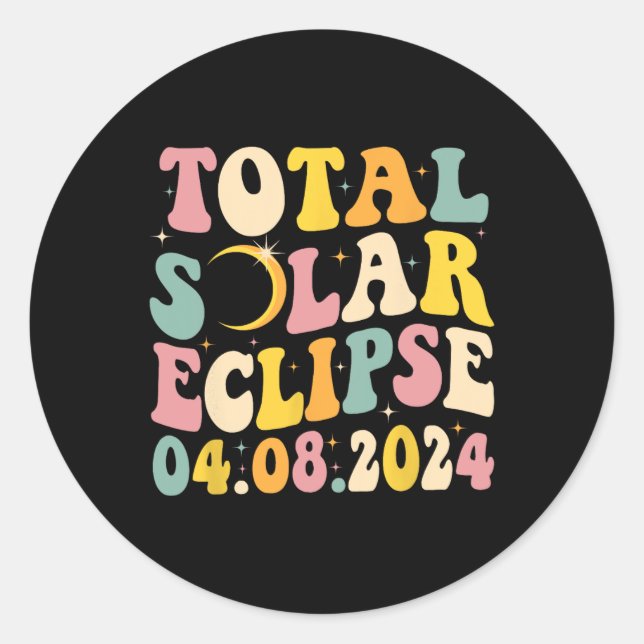 Total Solar Eclipse 2024 Retro Solar Eclipse Men W Classic Round Sticker (Front)