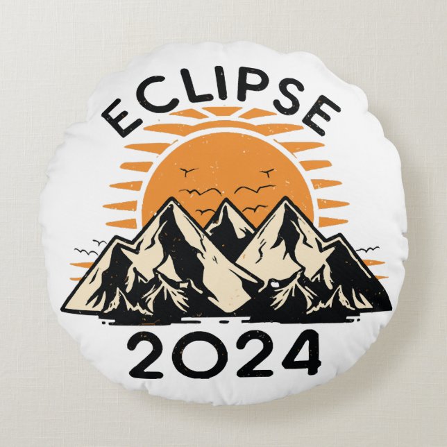 Total Solar Eclipse 2024 Round Cushion (Front)