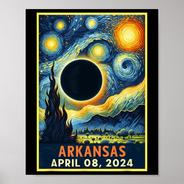 Total Solar Eclipse 2024 Starry Night  Poster (Front)
