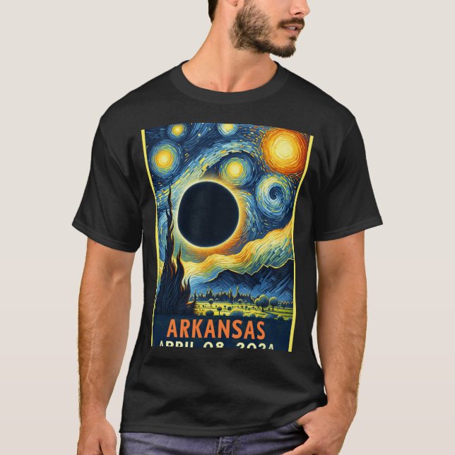 Total Solar Eclipse 2024 Starry Night  T-Shirt (Front)