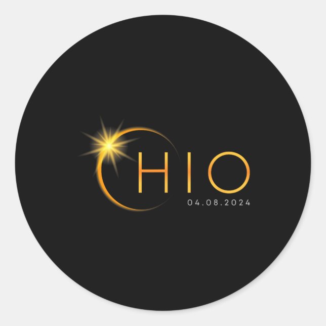 Total Solar Eclipse 2024 State Ohio Totality April Classic Round Sticker (Front)