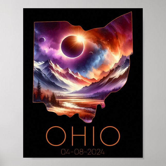 Total Solar Eclipse 2024 State Ohio Totality April Poster (Front)