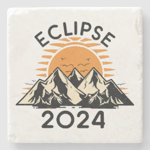 Total Solar Eclipse 2024 Stone Coaster