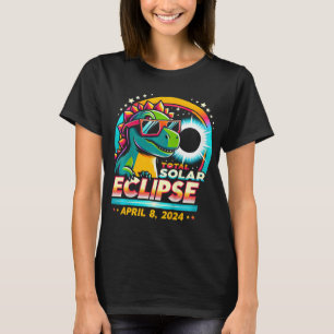 Total Solar Eclipse 2024 T-rex Wearing Solar Glass T-Shirt