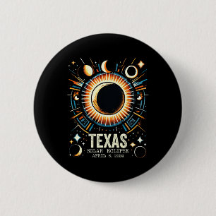 Total Solar Eclipse 2024 Texas April 8 Abstract Mo 6 Cm Round Badge
