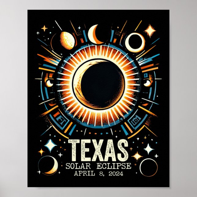 Total Solar Eclipse 2024 Texas April 8 Abstract Mo Poster (Front)