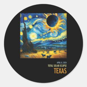 Total Solar Eclipse 2024 Texas Classic Round Sticker