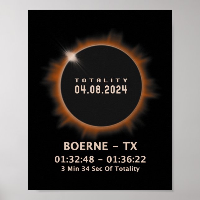 Total Solar Eclipse 2024 Totality 04.08.24 Texas T Poster (Front)