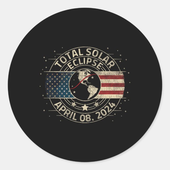 Total Solar Eclipse 2024 Totality Eclipse Path 04. Classic Round Sticker (Front)