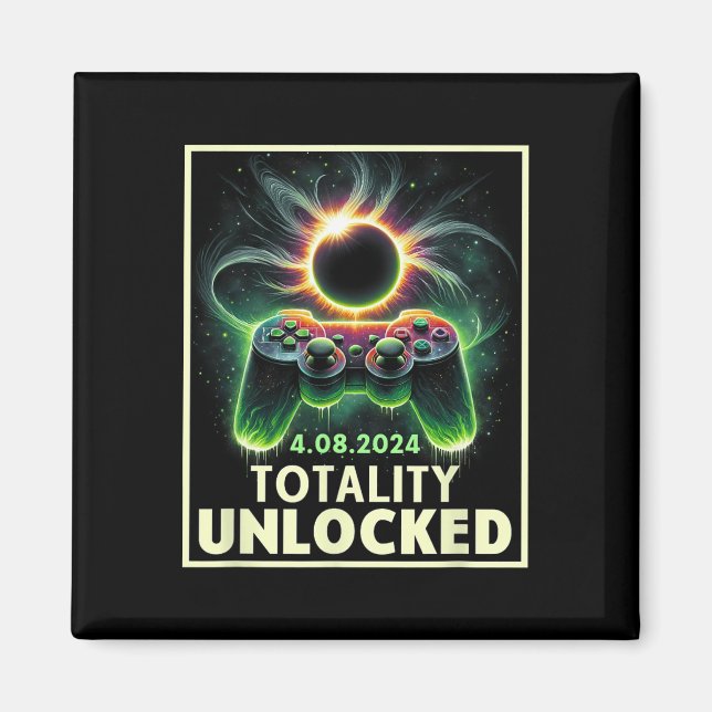 Total Solar Eclipse 2024 Video Game Controller Boy Magnet (Front)