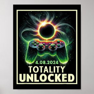 Total Solar Eclipse 2024 Video Game Controller Boy Poster