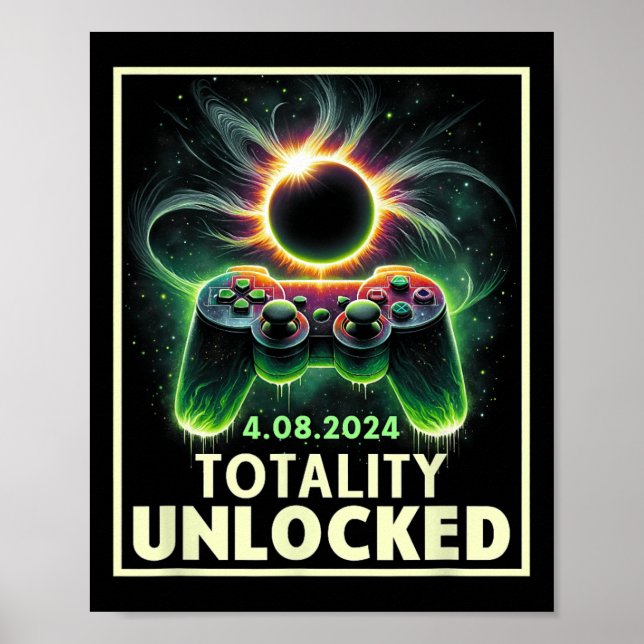 Total Solar Eclipse 2024 Video Game Controller Boy Poster (Front)