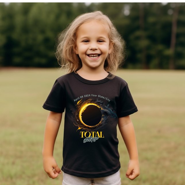 Total Solar Eclipse 2024 Your City State Kids T-Shirt (Creator Uploaded)