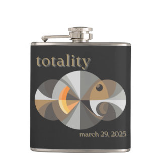 Total Solar Eclipse 2025 minimalistic design Hip Flask
