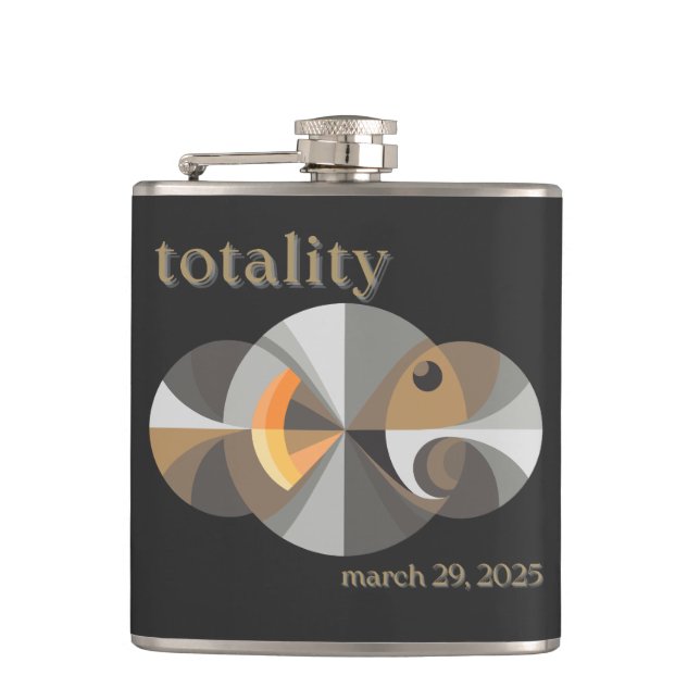 Total Solar Eclipse 2025 minimalistic design Hip Flask (Front)
