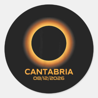 Total Solar Eclipse 2026 Cantabria Spain Totality Classic Round Sticker