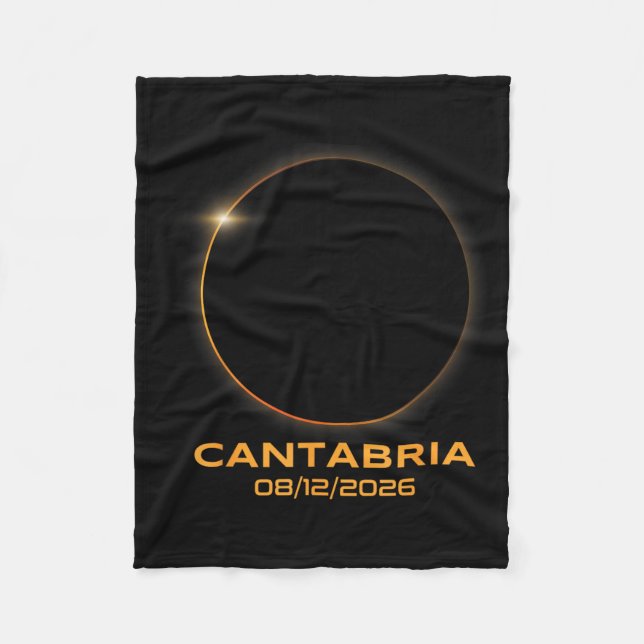 Total Solar Eclipse 2026 Cantabria Spain Totality Fleece Blanket (Front)