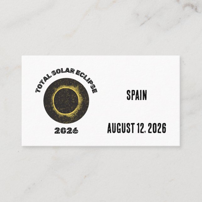 Total Solar Eclipse 2026 Custom Business Cards (Front)