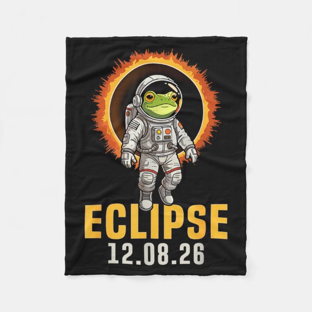 Total Solar Eclipse 2026 Frog Solar Eclipse Fleece Blanket (Front)
