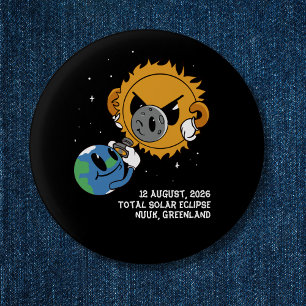 Total Solar Eclipse 2026 Greenland Photobomb 3 Cm Round Badge