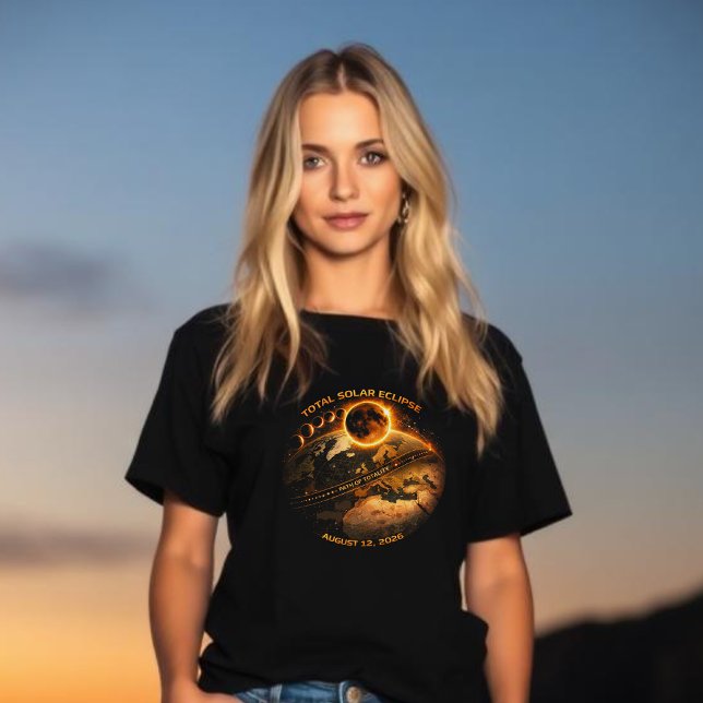 Total Solar Eclipse 2026 T-Shirt (Total Solar Eclipse August 12, 2026 Path of Totality t shirt women)