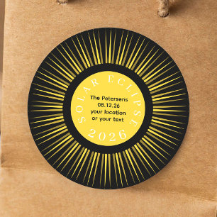 Total solar eclipse 2026 your name personalized classic round sticker