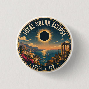 Total Solar Eclipse 2027  3 Cm Round Badge