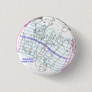 Total Solar Eclipse 2027 Map 3 Cm Round Badge