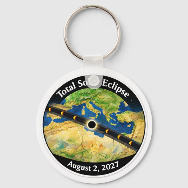 Total Solar Eclipse 2027 Map Key Ring (Front)