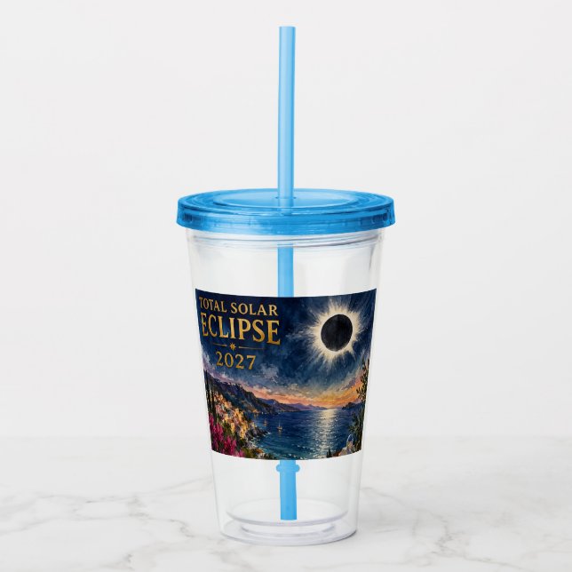 Total Solar Eclipse 2027 Mediterranean  Acrylic Tumbler (Front)